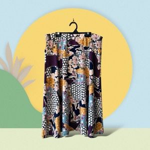 Ashley Blue Vintage Multi Colour Mixed Floral/Patchwork Print Skirt sz XL